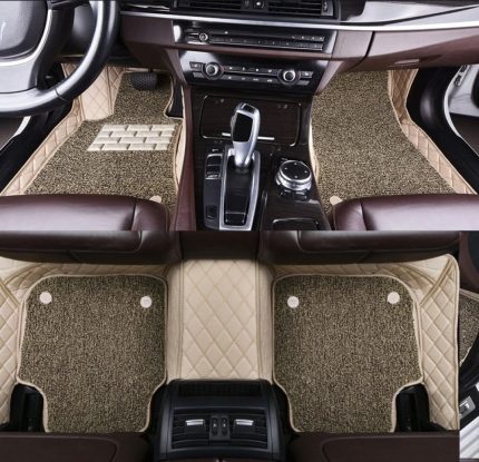 دعاسات ارضية جلد مربعات 7 طبقات عازل للحرارة مع دعسة اضافية  حماية اعلى قابلة للشيل اللون  بيج